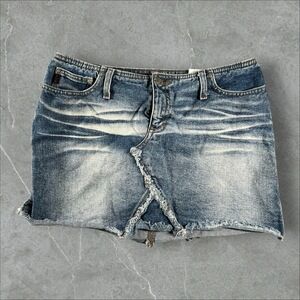 Mudd Skirt Womens Size 11 Blue Distressed Frayed Hem Y2K Grunge Mini Micro 2000s